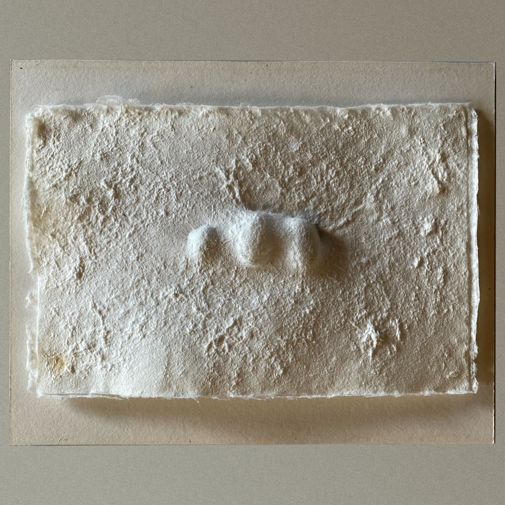 Untitled, Cotton Linters, beach stones: 5.5”x8.5”, 2013