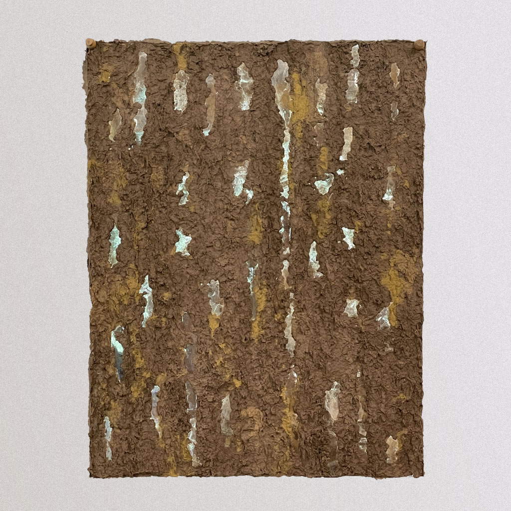 Mud Season, Pigmented Cotton,Mica, 14x18 2021