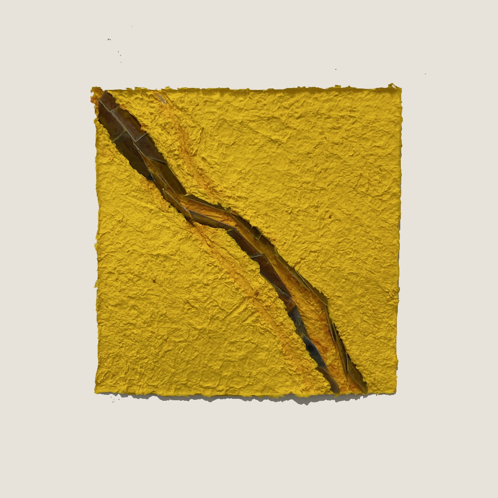 Yellow Too, Pigmented Cotton, Mica, 12x12