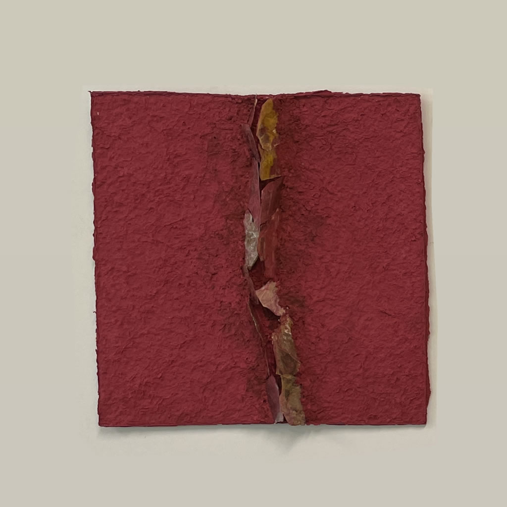 Reds the Hardest, Pigmented Cotton, Mica, 12x12, 2022